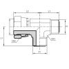 Адаптер тройник ORFS(ш) 1.7/16" - ORFS(г) 1.7/16" - ORFS(ш) 1.7/16" (Vitillo SPA)