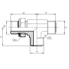Адаптер тройник ORFS(ш) 1.7/16" - BSPP(ш) 1" o.r.+ контргайка - ORFS(ш) 1.7/16" (Vitillo SPA)